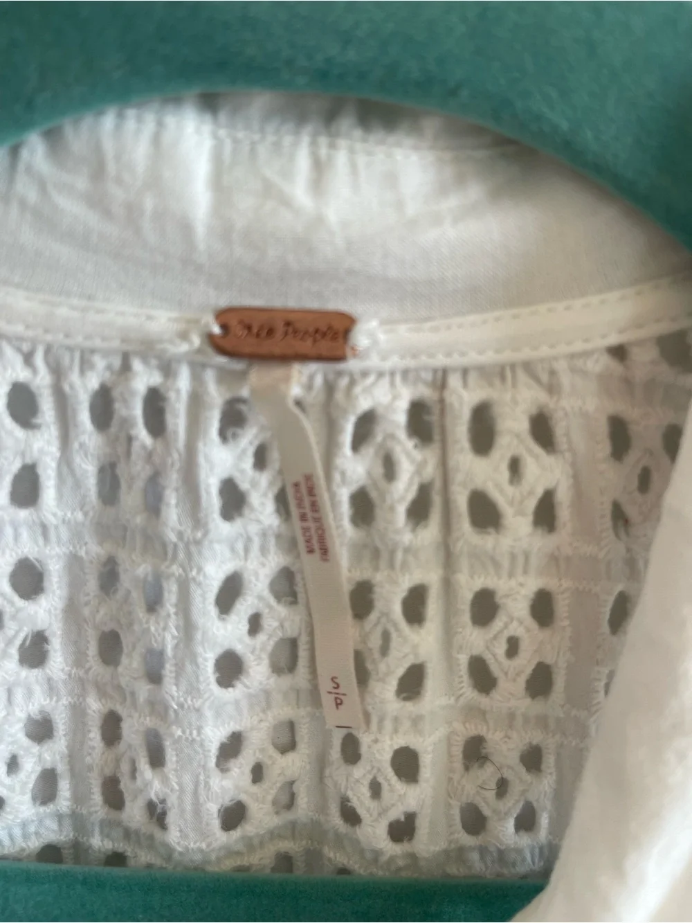 Free People White Crochet Eyelet Top